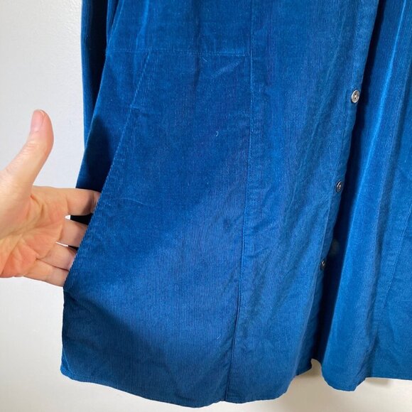 Womens J Jill Corduroy Button Shirt Jacket Shacket Teal Blue S Cotton Pockets - Picture 6 of 8